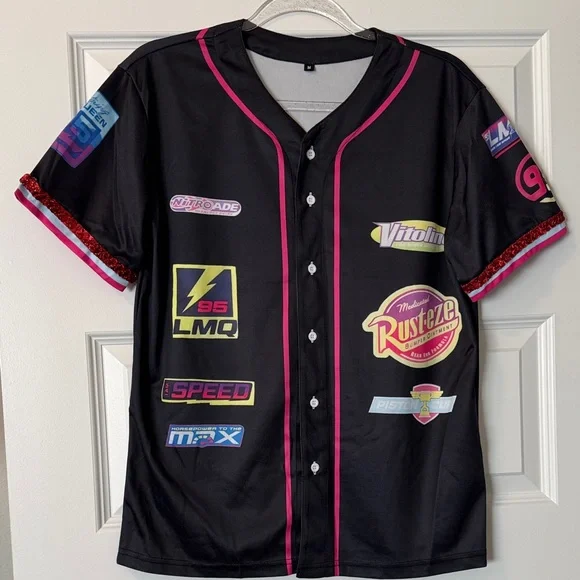 Black customized Lightning McQueen Button-Up Jersey - Picture 2 of 6